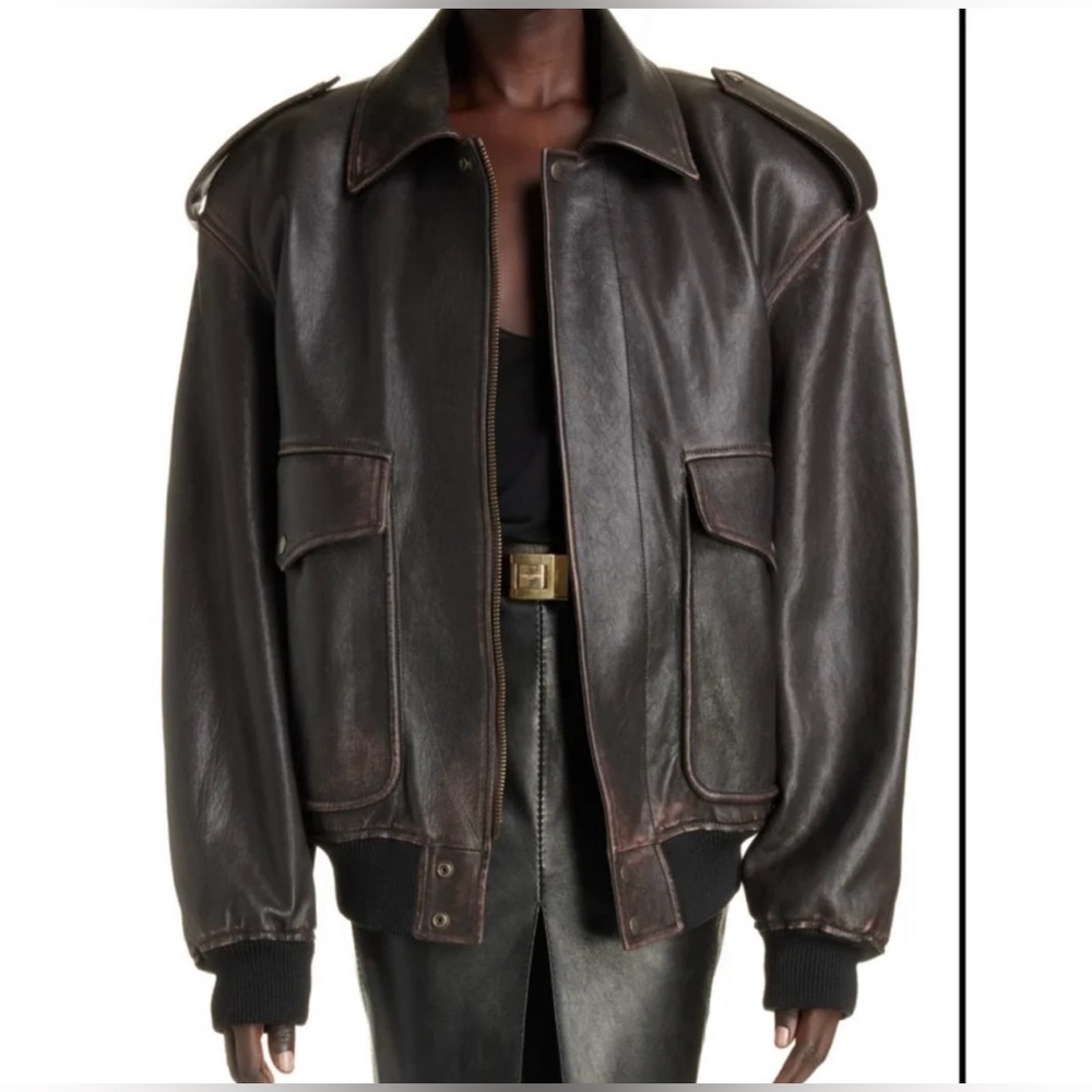 Saint Laurent Dark Brown Military Jacket.